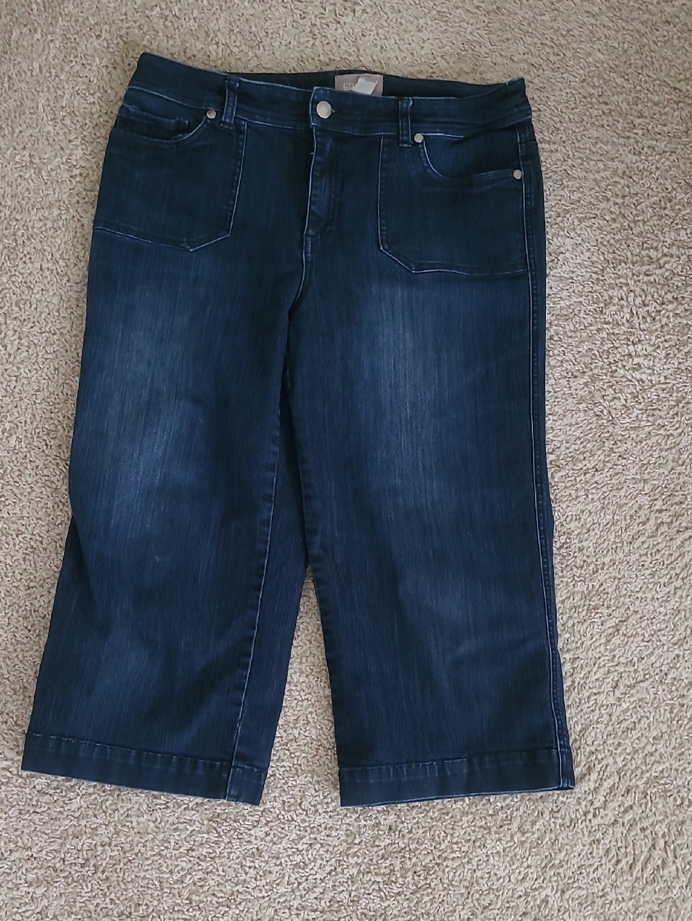 Chico's Dark Navy Cropped Wide-Leg Jeans Like New